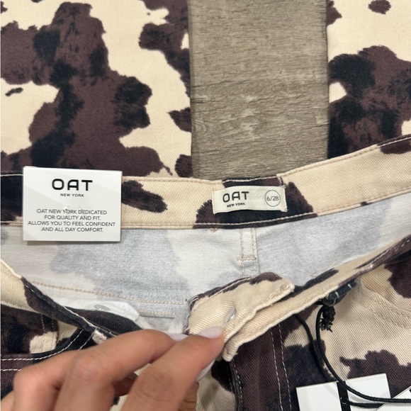 OAT New York Cow Print High Rise Wide Leg Jeans | Size 28 / 6 | NWT - Picture 4 of 7